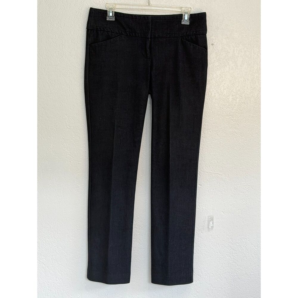 New York & Company Stretch Career Pants Women Size 6 Charcoal Blue Straight Leg